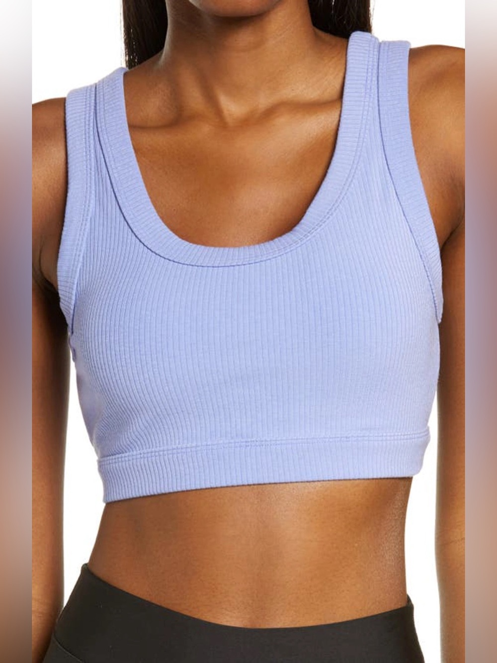 Alo Ribbed Scoop Neck Bra - Lavender